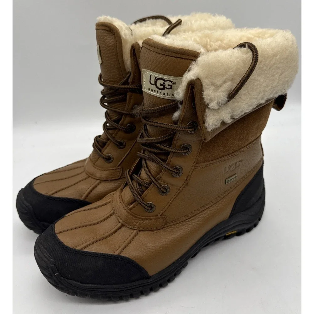 UGG Adirondack II Waterproof Leather Fur Snow Boots Size US 7 Women